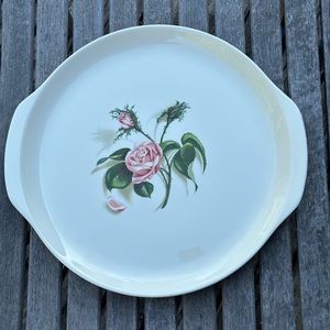 Vintage Moss Rose Cake Platter Edwin Knowles aka Chop Plate, Round Platter 13"